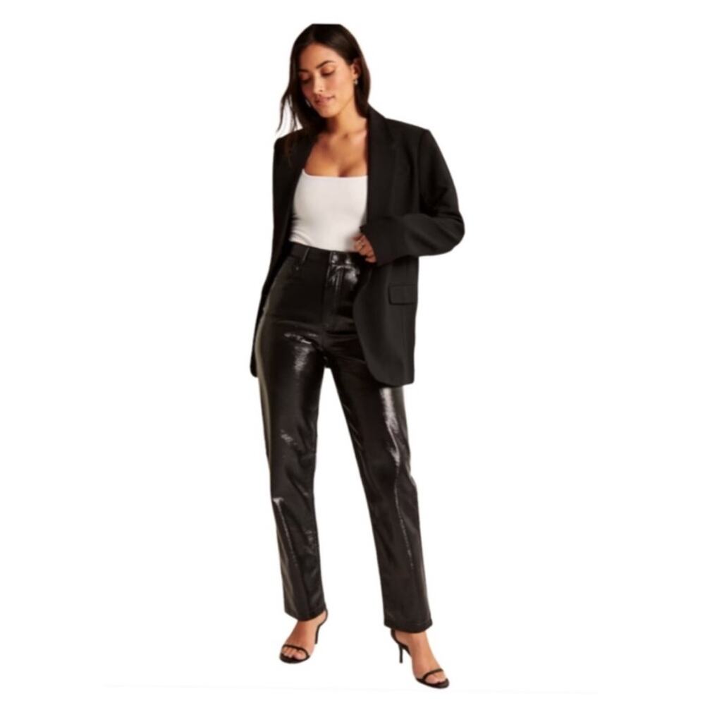 NEW Abercrombie & Fitch Patent‎ Leather 90s Straight Curve Love Pants 27 Short